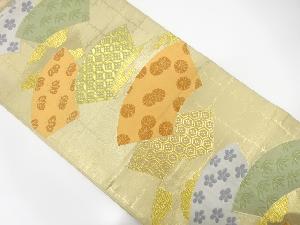 アンティーク　地紙に桐花古典柄模様織り出し袋帯(材料)